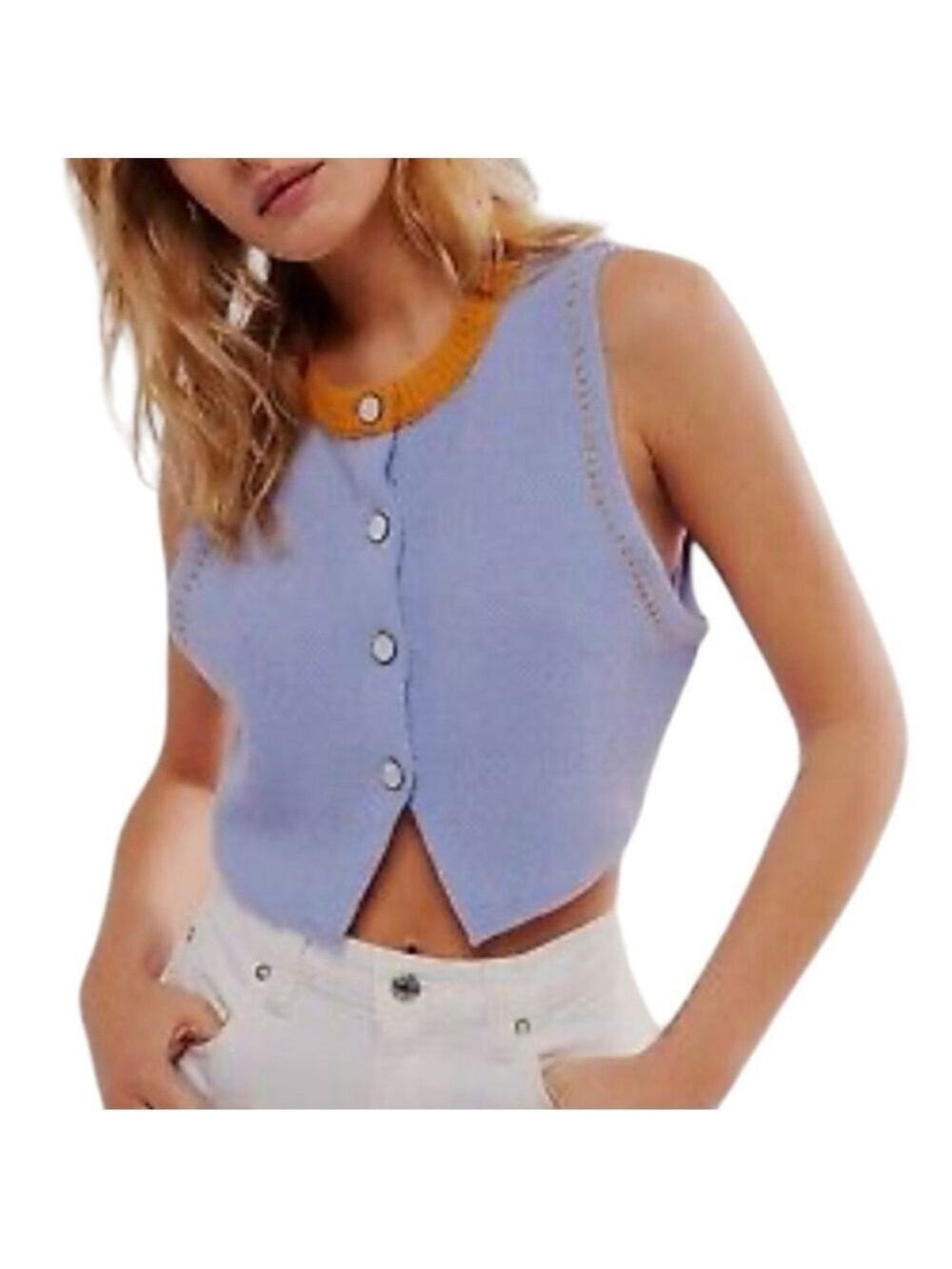 Free People Sammi Cashmere Sweater Vest Waistcoat V-neck Sz S Clueless Academia